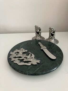 Marble Cheese Board with Nautical Pewter Accents from Seagull Pewter